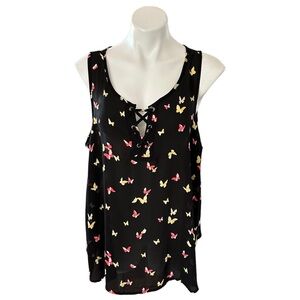 Torrid Butterfly Print Georgette Lace Up Tank Top Size 0